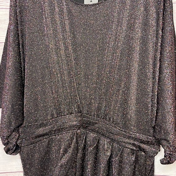 Eloquii Dress Dolman Sleeves Tulip Hem Lurex Metallic Sparkly Black New Size 24 - Picture 11 of 15